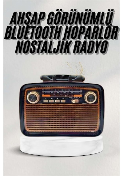 Astraltech Bluetooth Hoparlör Ahşap Görünümü Işıklı Vintage Radyo
