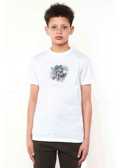 Tshirthane Cat Illustration Computer Lovely Prawn Baskılı Unisex Çocuk Beya