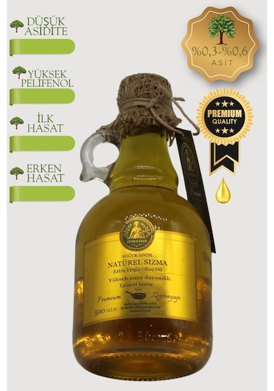 Zeyrazade Premium Erken Hasat Soğuk Sıkım Natürel Sızma Zeytinyağı 500 ML