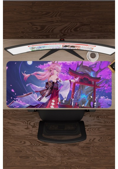 Yae Miko Genshin Impact Anime Gacha V5 - 90x40 Xxl Gaming Mouse Pad Fare Altlığı