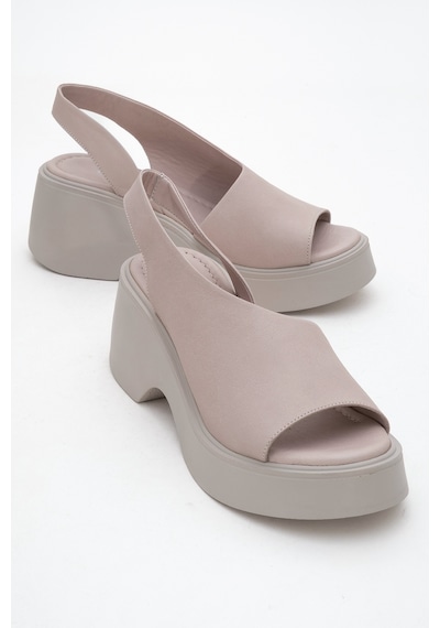 Luvishoes Luvi Shoes Roy Taş Cilt Hakiki Deri Kadın Dolgu Topuklu Sandalet Taş