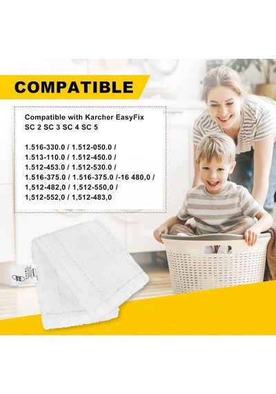 Kärcher Easyfix Sc 2, Sc 3, Sc 4, Sc 5 Zemin Başlığı İle Uyumlu 5 Mikrofiber Bez Seti