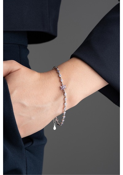 Çekirdekjewelry 925 Ayar Gümüş Mortaşli Lotus Bileklik Gri