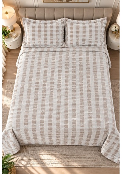 Kapreo Home Hennesey 3 Parça Comforter Yorgan Yatak Örtüsü Seti Çift Kişilik 240x260 Cappuccino