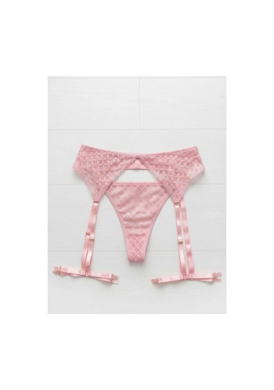 La Linaa Angel Transparan Dantelli Sütyen Külot Jartiyer Seti Pembe - 787622290 Pembe