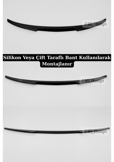Bmw 4 Serisi Coupe F32 Uyumlu M4 Stil Bagaj Spoileri - Parlak Siyah Piano Black Plastik Spoyler 2014-2020 2 Kapılı