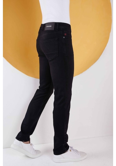 Vikingsjeans Düz Klasik Rahat Kesim Likralı Erkek Kot Pantolon Siyah