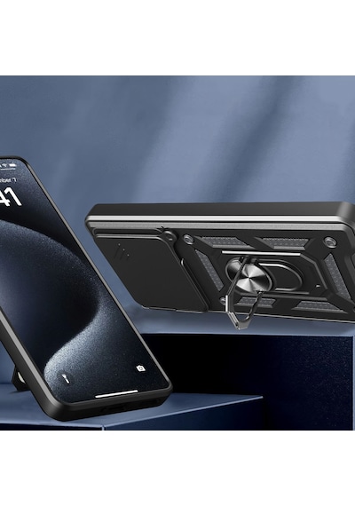 Nourthkiingdom Realme Note 60 Kılıf Magnetik Standlı Kamera Korumalı Nrtk Sürgülü Vega Kapak - Mavi Mavi
