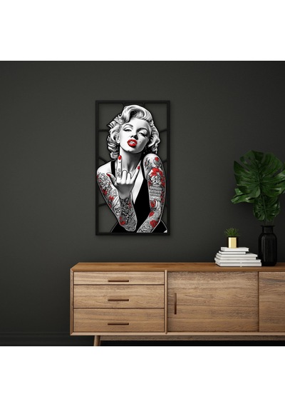 Dövmeli Sarışın Pop İkon - Metal Tablo - Dec0321 36 X 65 Cm Çok Renkli