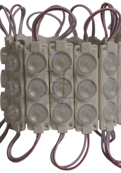 12 Volt 3 Lü Lensli 3 Watt 3030 Reklamcı Modül Led Natural Beyaz 4000k 10 Adet
