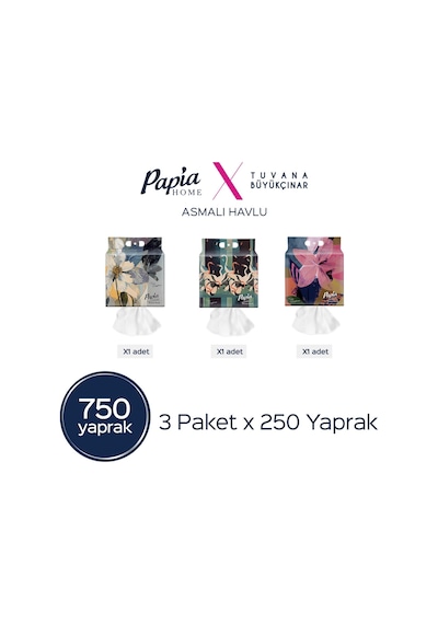Papia Home Asmalı Havlu 750 Yaprak 3 Paketx250 Yaprak