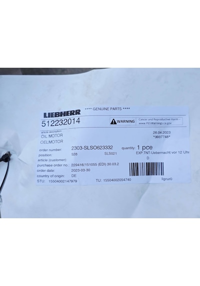 Liebherr 512232014 Hidrolik Motor
