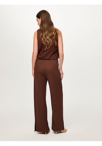 Faik Sönmez Beli Lastikli Triko Görünümlü Wide Leg Fit Pantolon S26pnt032 Us26pnt03230 Kahve
