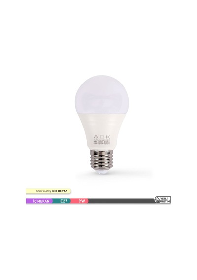 Ack 9w 3'lü Paket A60 Led Ampul 4000k Ilık Beyaz 840lm E27 Günışığı