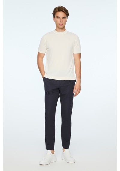 Morven Erkek Ekru Trend Bisiklet Yaka Rayon Triko T-shirt 26ys018018454 Ekru