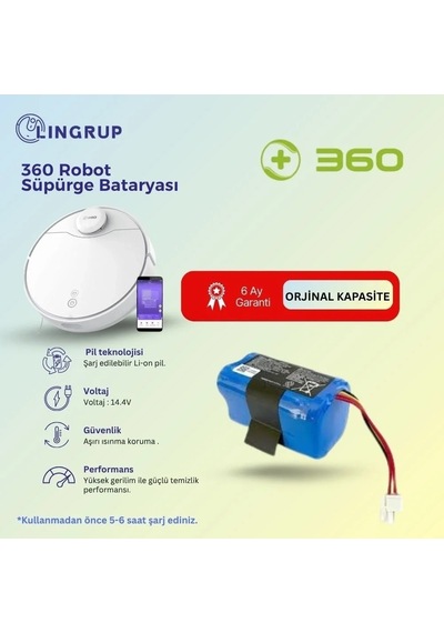 360 Vacuum Mop Cleaner S9 Robot Süpürge Uyumlu Batarya 5200 Mah -