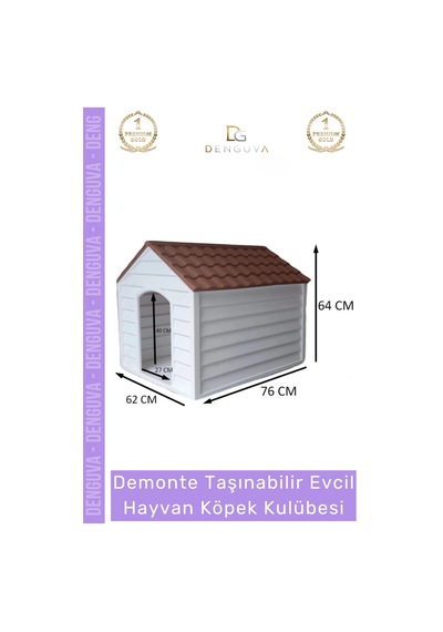 Köpekkulübesi Polipropilen Malzeme Demonte Kurulum Dayanıklı Bahçe Şık Evcil Hayvan Köpek Kulübesi