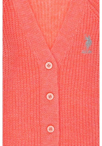 U.S. Polo Assn. Kız Çocuk Nar Çiçeği V Yaka Triko Hırka 50297178-VR239