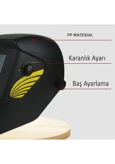 Güneş Enerjili Pilli Otomatik Kararan Baş Maskesi Siperlik Kartuşlu Kaynak Gözlüğü Ayarlanabilir