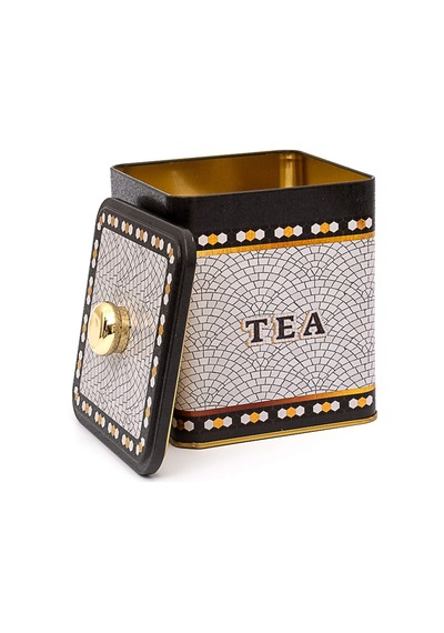 Mosaic Tea Desenli Kare Metal Saklama Kabı 12 x 12 x 13.7 CM 1.8 L Çok Renkli