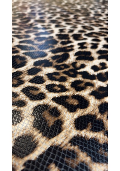 Leopar Desenli Suni Deri Ayakkabılık, Çantalık, Döşemelik Leopar