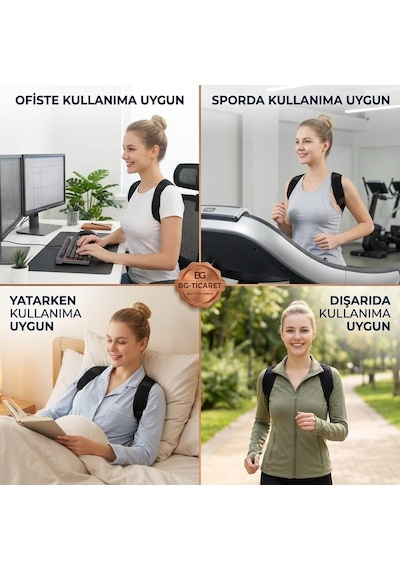 Manyetik Dik Duruş Korsesi Ayarlanabilir Omuz Sırt Bel Destekleyici Kamburluk Önleyici Unisex Siyah Günlük Kullanım