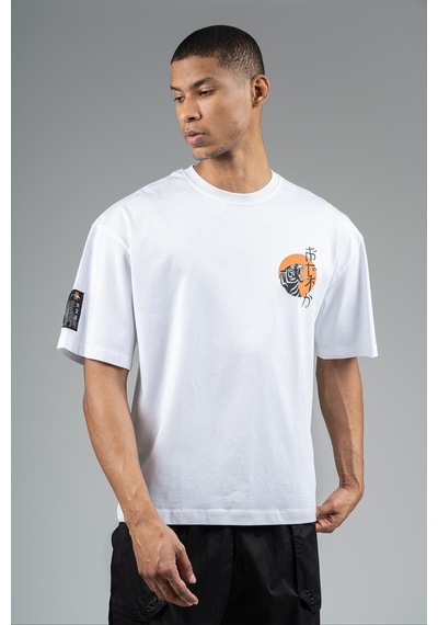 Maraton Sportswear Oversize Erkek Bisiklet Yaka Kısa Kol Basic Beyaz T-shirt 23243-beyaz Beyaz