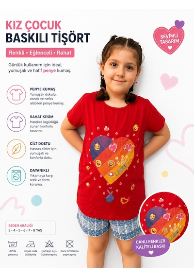 Monili Kız Çoçuk T-shirt KIrmızı