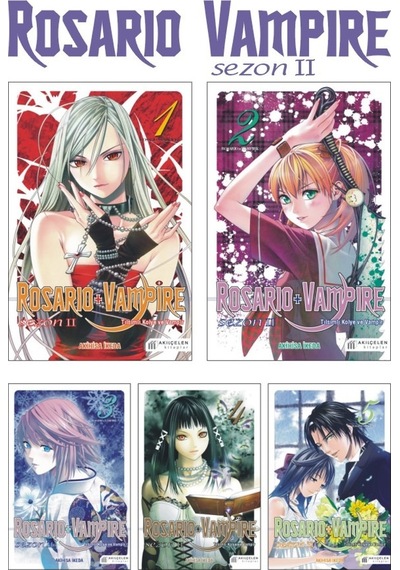 Rosario + Vampire - Tılsımlı Kolye Ve Vampir Sezon: 2 1-2-3-4-5 Manga Seti Ciltli Akılçelen Kitaplar