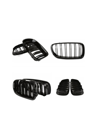 Bmw 5 Serisi F10 2010-2017 Uyumlu Ön Panjur Böbrek M5 Görünüm Izgara Çift Çizgi İthal Piano Black 1.sınıf Sağ Sol Takım