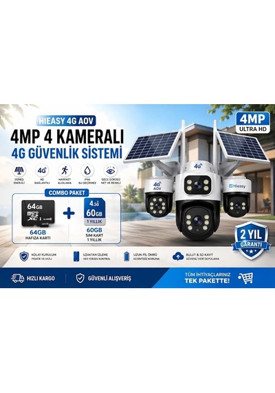 X5 Tech Yt-44gz Aov 4mp 4 Kameralı 4g Hieasy +1 Yıllık Sim Kart +64gb Hafıza Kartı Güneş Enerjili Ta