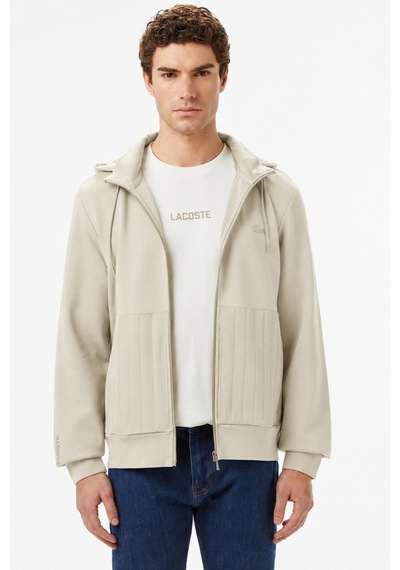 Lacoste Men's Regular Fit Mens Swshirt Çıkarılabilir Kapüşonlu Pamuklu Erkek Sweatshirt Bej