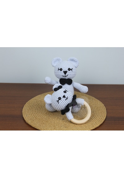 Aley Life Amigurumi Organik Ayıcık Bebek Ve Çıngırak Diş Kaşıyıcı