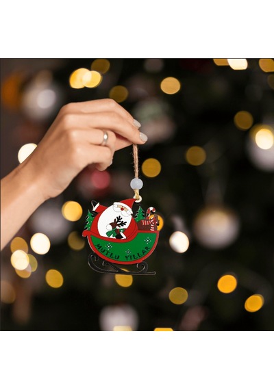 Yılbaşı Ahşap Çam Ağacı Süsü Noel Baba Model 3'lü