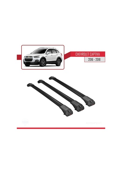 Chevrolet Captiva 2016-2018 Arası İle Uyumlu Ace-1 Ara Atkı Tavan Barı Siyah 3 Adet Bar