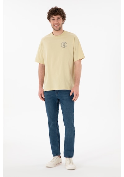 U.S. Polo Assn. Erkek Oversize Fit Bisiklet Yaka Açık Haki Tişört 50305904-VR183