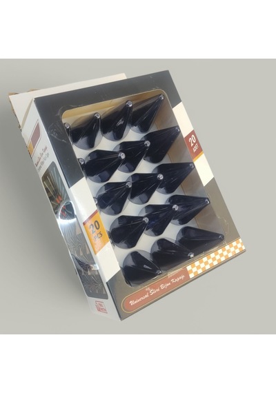 17mm Sivri Parlak Füme Bijon Kapağı 20li Set