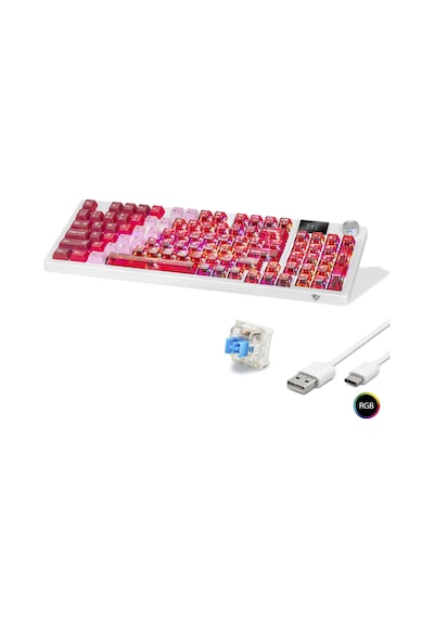 Kablosuz Mekanik Gaming Klavye Rgb Blue Switch 95 Tuş - Kırmızı Beyaz Mf1705r