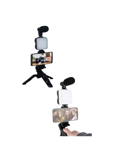 Mey İthalat Video Making Kit Telefon Tutucu Vlog Video Mini Led Işıklı -