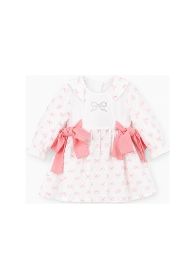 Babyhola %100 Pamuk Kız Çocuk Kurdele Detaylı Elbise 15349 Somon