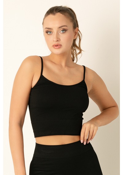Miorre Seamless Dikişsiz Crop Tişört-111 Siyah