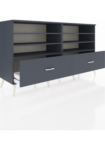 Hyperion Konsol 6 Raflı 2 Çekmeceli 176x44x99 Antrasit-antrasit Antrasit-antrasit