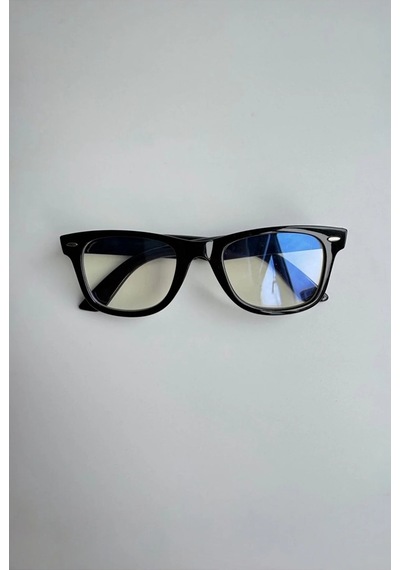 Wayfarer Siyah Mavi Işık Koruyucu Optik Uyumlu Çerçeveli Gözlük Şeffaf