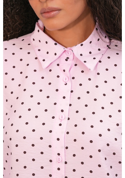 Bigdart Kadın Oversize Puantiyeli Gömlek 20392 - Pembe