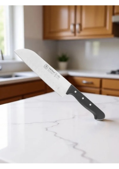 Sürmene Şef Aşçı Bıçağı Profesyonel Oluklu Santoku Bıçağı 31 Cm Pimli Sap Sürbisa 61095