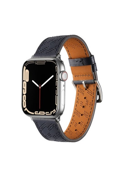 Apple Watch Uyumlu 7 41mm Krd-76 Pu Deri Kordon Strap Kayış - Kahverengi