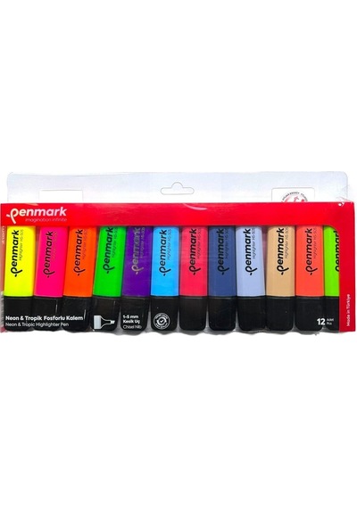 Fosforlu Kalem 12 Li Karışık Renk 6 Neon 6 Tropic Renkler Karışık Renk