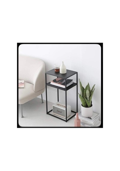 Formvia Modern Loft Tarz 2 Katlı Sehpa Siyah Metal Gövdeli Yan Sehpa Siyah - 803228915 Siyah