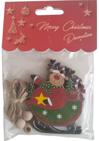 Yılbaşı Ağaç Süsü Ahşap Mdf 3lü Paket