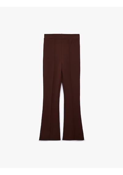 Koton Nervürlü Slim Fit İspanyol Paça Pantolon Kahverengi 6wak40061ek Kahve